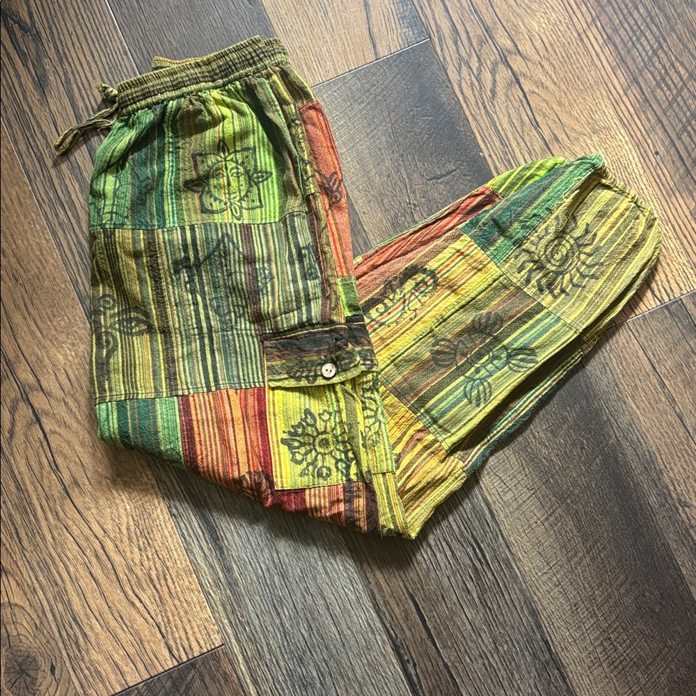 Boho Hippie Multicolor Patchwork Style Cargo Jogg… - image 4